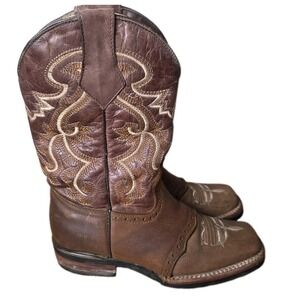 QAKO Womens Cowboy Boots Size 6 Brown Leather Square Toe Western Mexico
